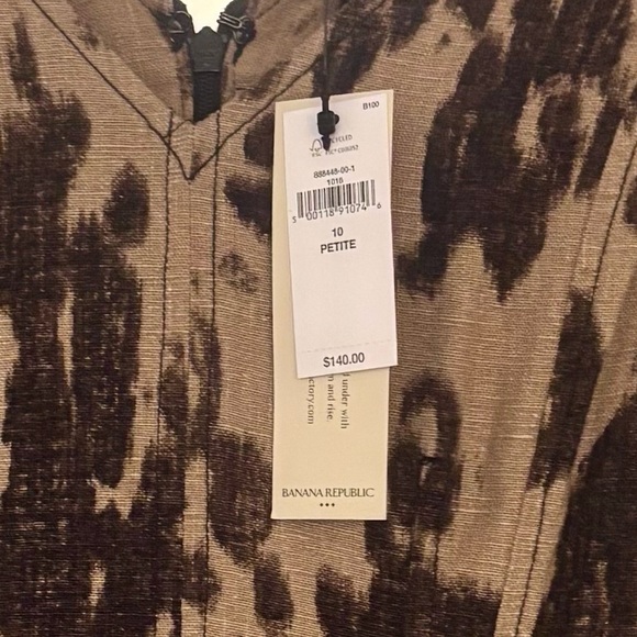 Banana Republic Elegant linen blend  Leopard Print  petite Maxi  size 10 (c) - Picture 3 of 11